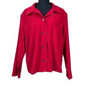 Briggs New York Red Faux Suede Button Front Blazer Jacket Size 1X